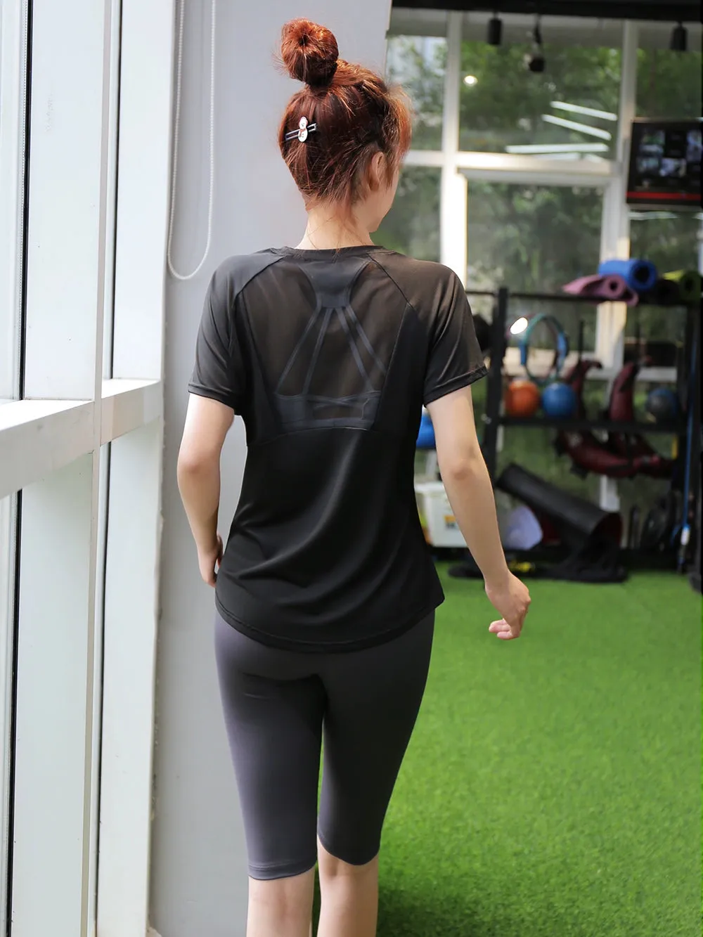 Workout Clothes Quick-Drying T-shirt Women's Loose Sports Short Sleeve Tops Summer Thin Mesh Beauty Back Breathable Running Yoga Clothes